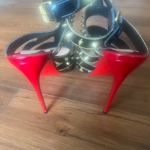 Christian Louboutin Patent Leopard Print Tchicaboum 100 Pumps 38.5 Version Brown - Picture 2 of 12